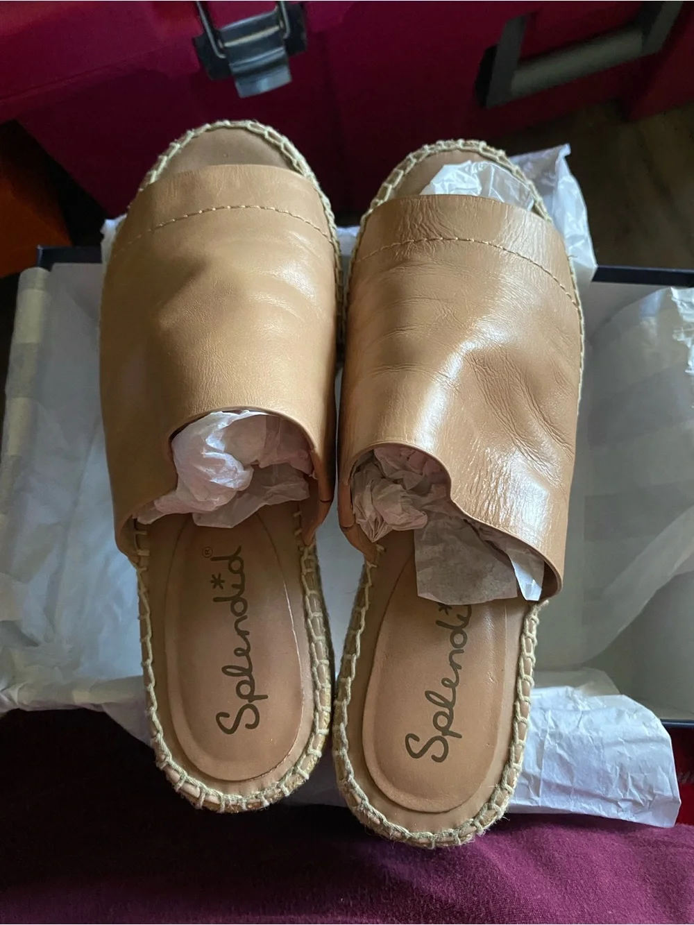 Splendid Tan Leather Espadrille Platform Mule “Thaddeus” little to no wear.